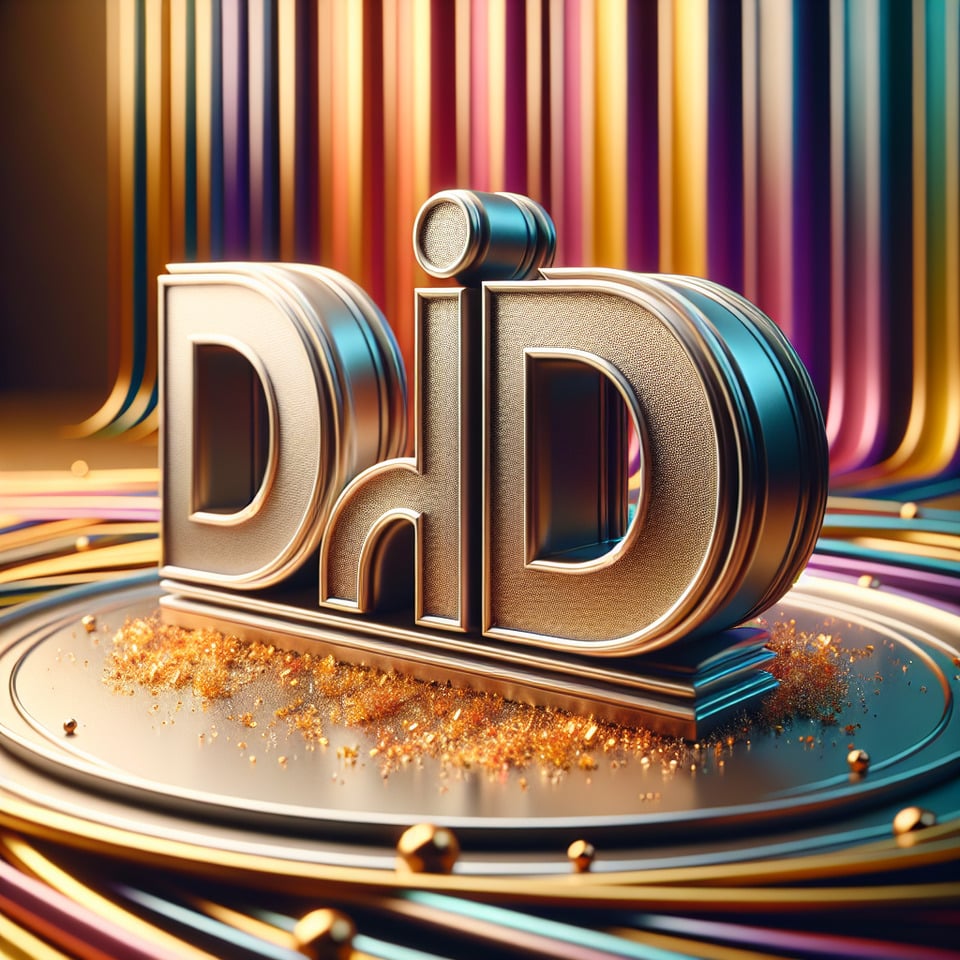 Text DAD colorful splash 3d text in goldsilver plate and background colorcinematictypography3d renderphoto text effect image
