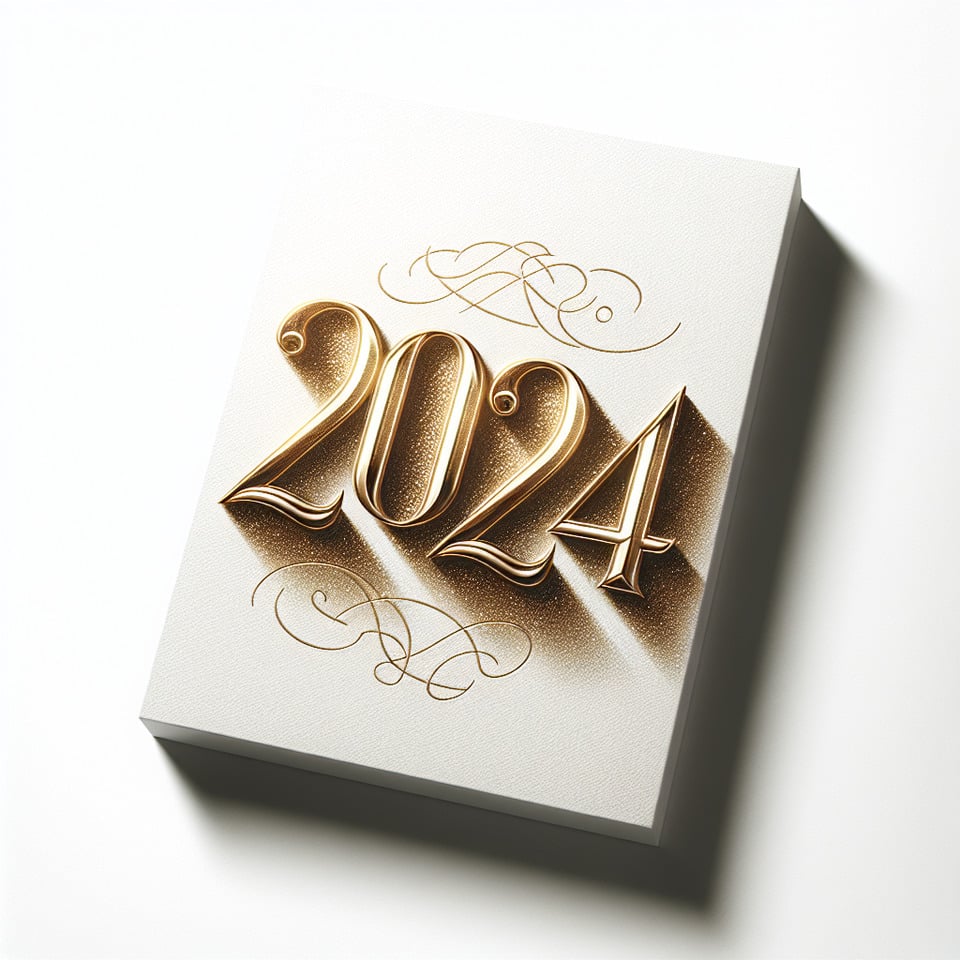 text 2024 card with luxury golden text effect on white background text effect image