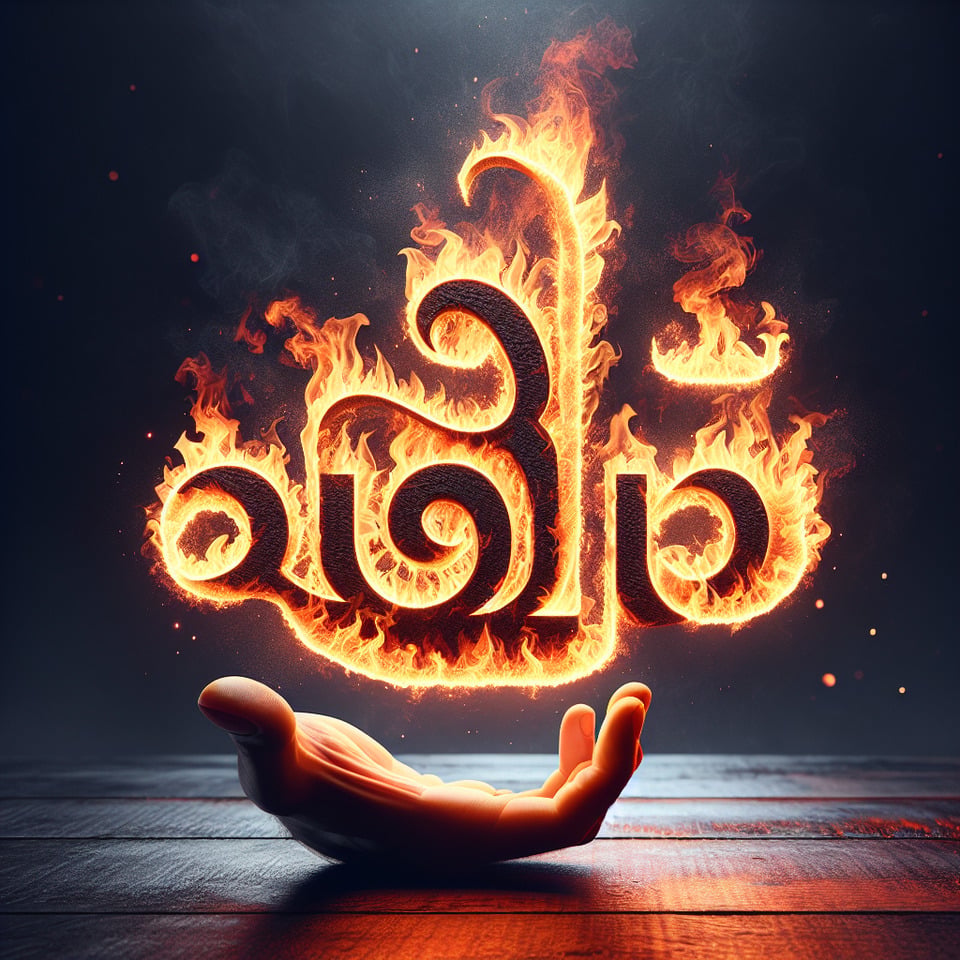 ചൂട്ട്,make this word into fire text effect image