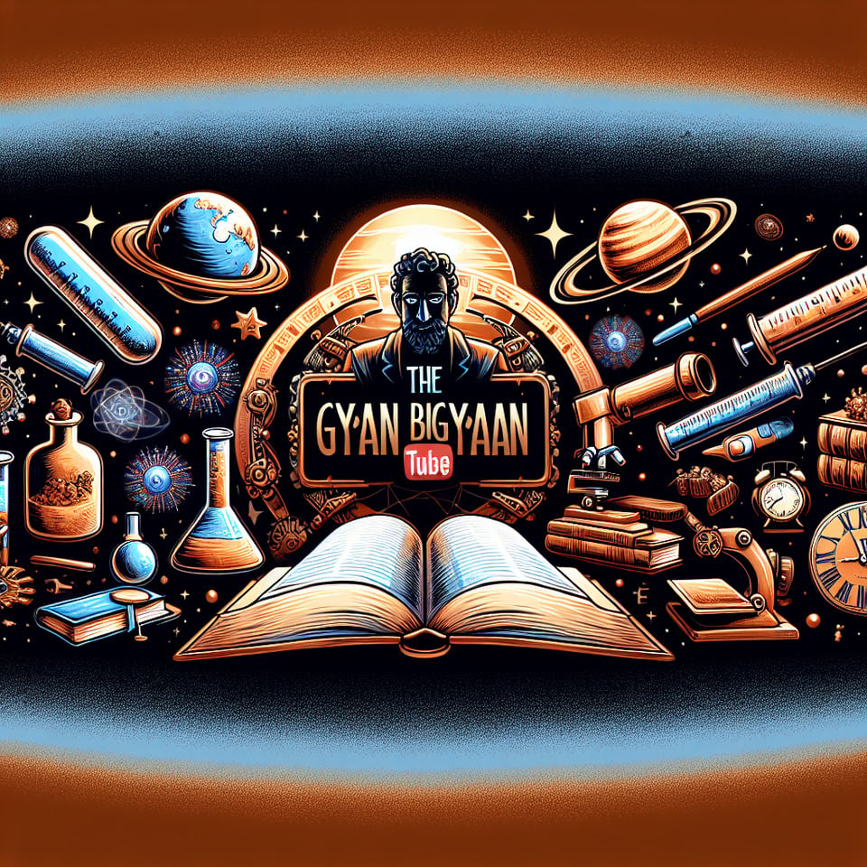 my YouTube channel name is The Gyan Bigyan. It is related to knowledgeSciencespiritualityhistoryuniverse. Create a banner for my YouTube channel. text effect image