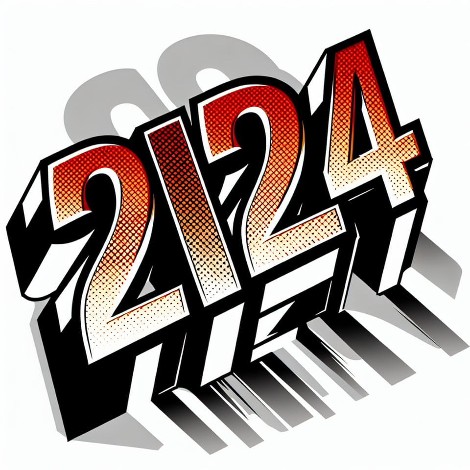 text 2024 comic style text effect on white backgroundtypography text effect image
