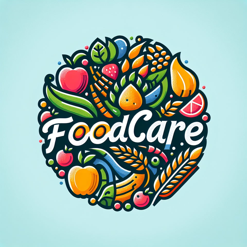 Make a logo for healthy food company name FoodCare text effect image