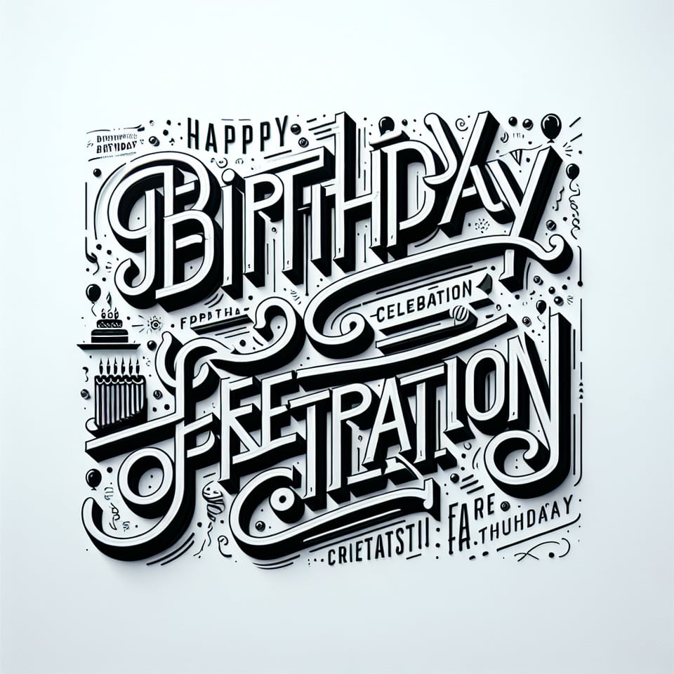celebrate birthday text lettering design on white background text effect image