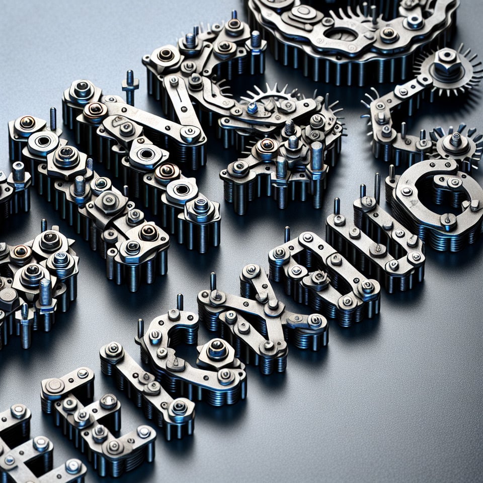 using chains and bolt write mechtronics  text effect image