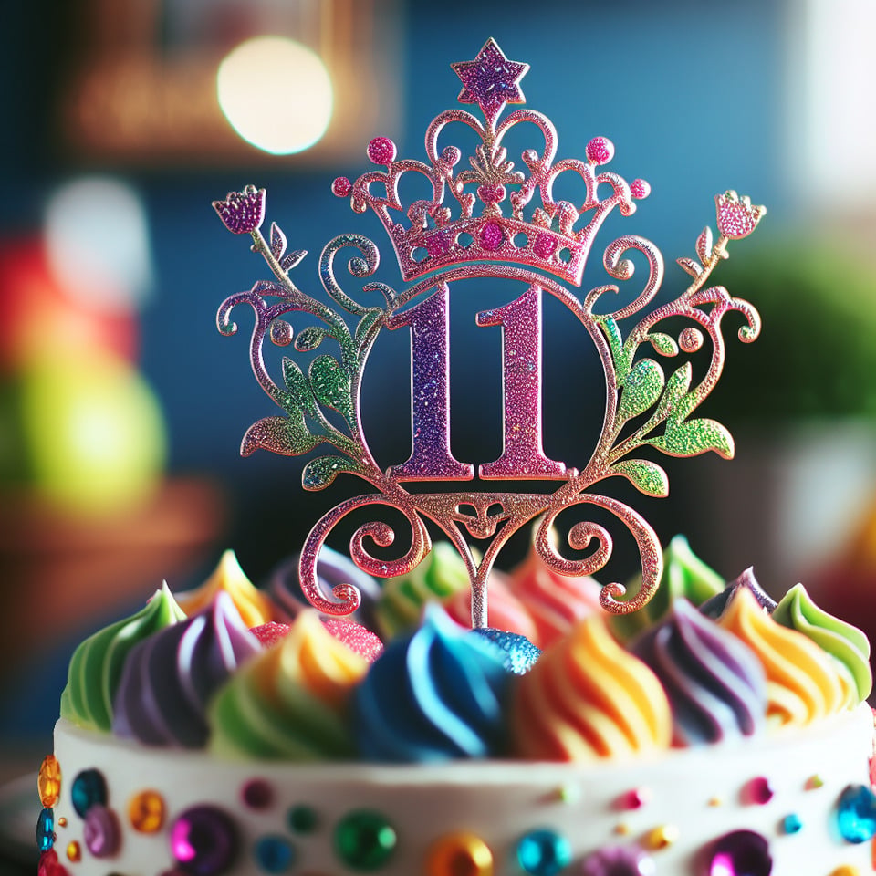 Happy 11th Birthday Cake topper text effect image