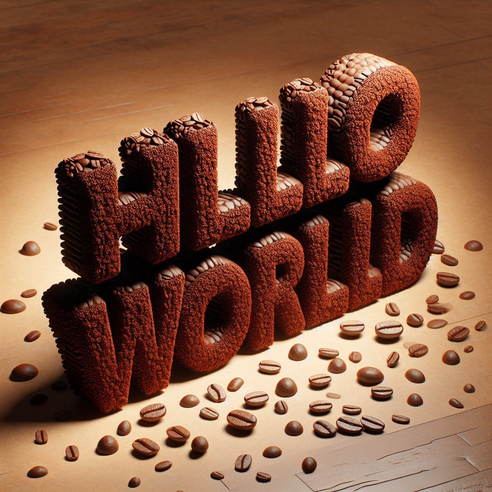 hello world 3d text in coffee texture text effect image