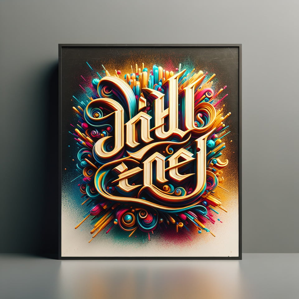 Text dhabul enej colorful splash 3d text in goldcinematictypography3d renderposter text effect image