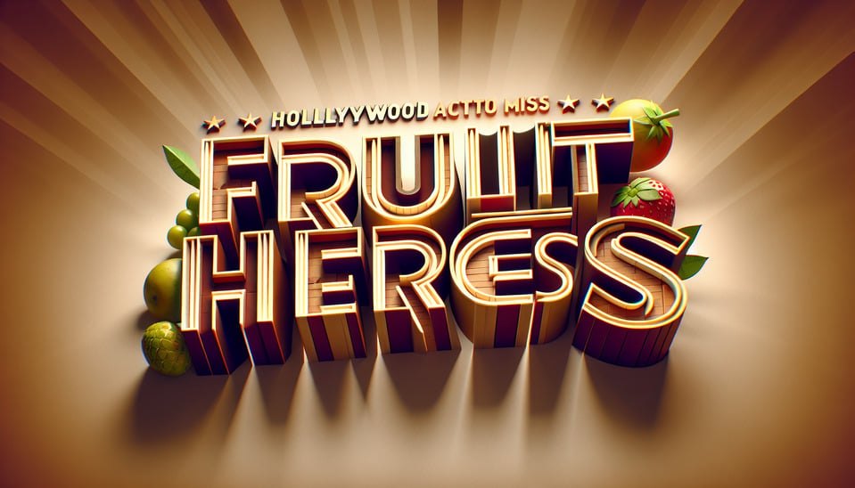 The words FRUIT HEROES in style of a Hollywood action movie title3d render text effect image