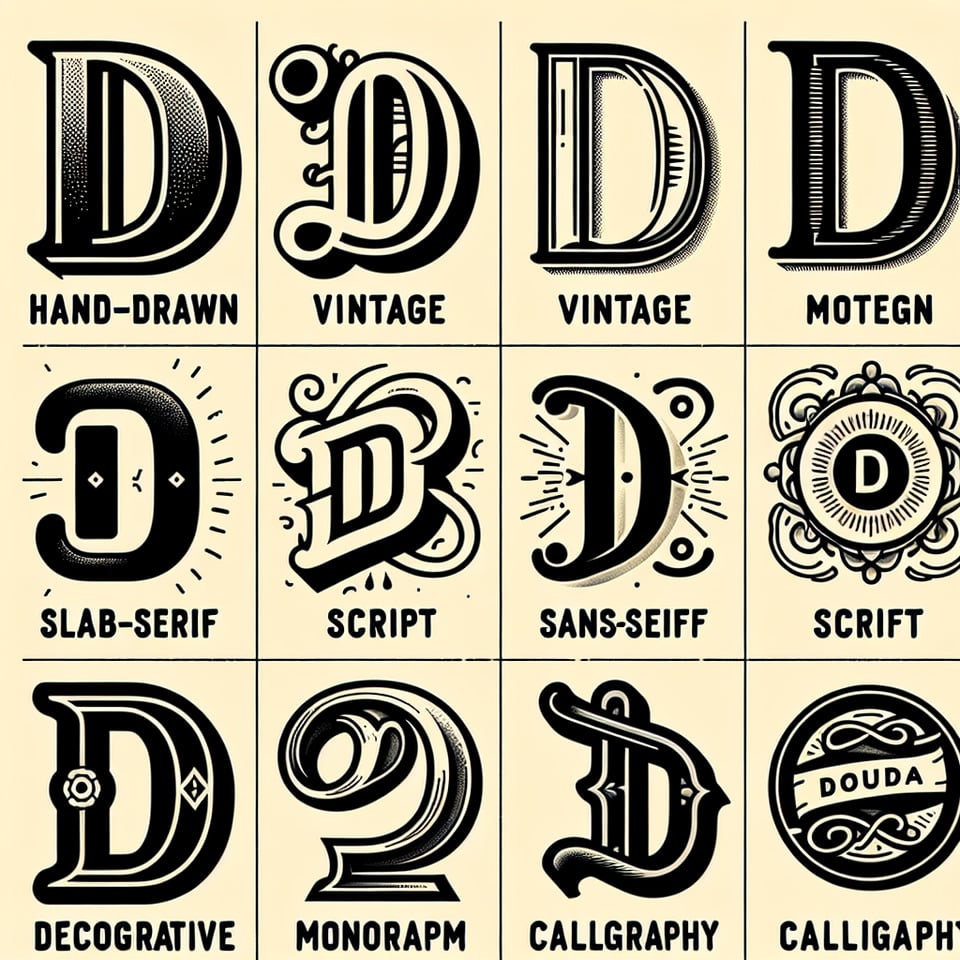 10 differenttypography of alphabet D text effect image