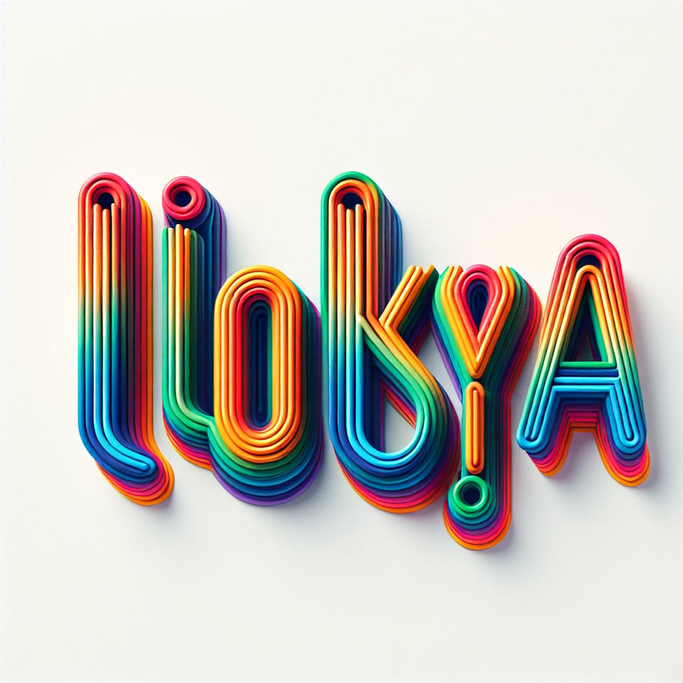 text Ilakya colorful lettering on white background text effect image