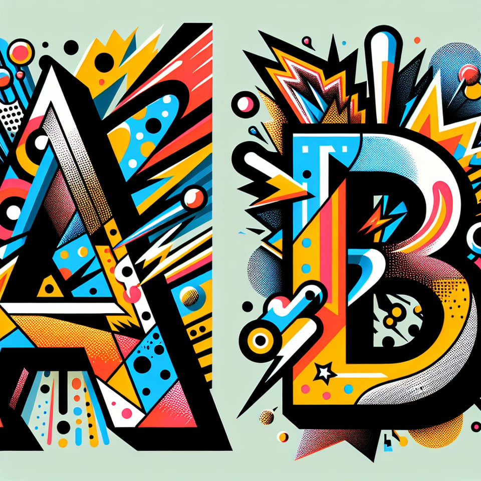 typography alphabet A and D in pop art style text effect image