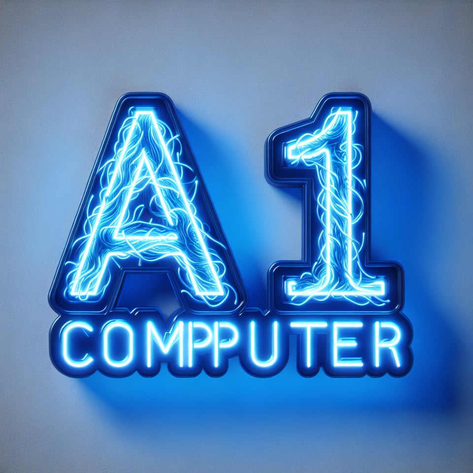 text A1 Computer blue neon led style text effect background on white background text effect image