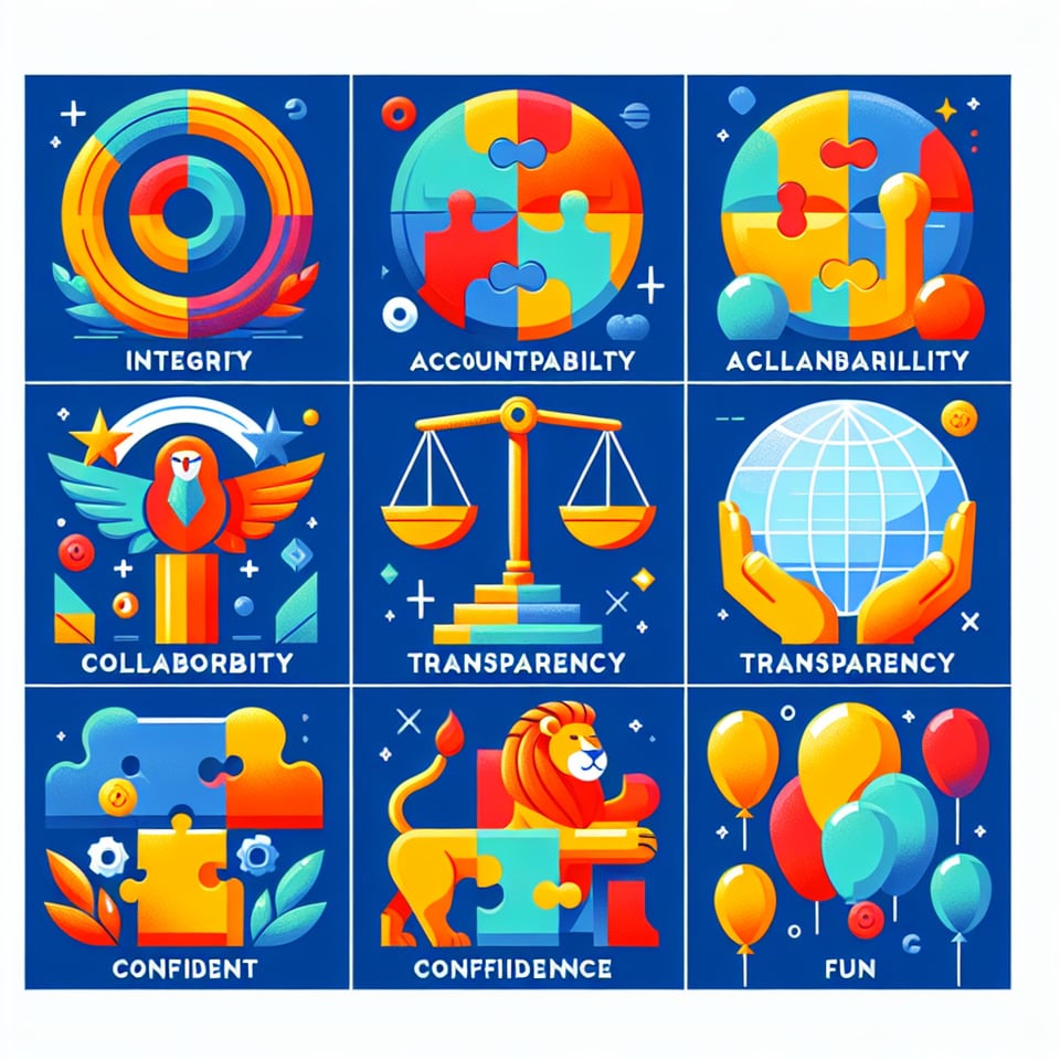 INTEGRITY,ACCOUNTABILITY,COLLABORATION,TRANSPARENCY,CONFIDENCE,FUN text effect image