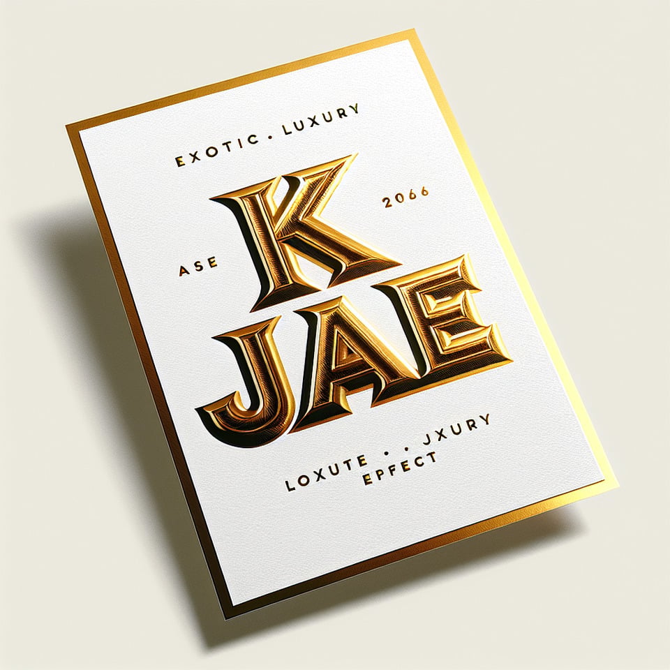 text K JAE card with luxury golden text effect on white background text effect image