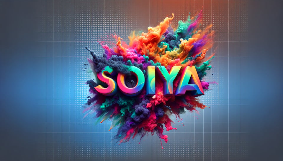 Text Sobiya colorful splash 3d text and smoky transparent backgroundRealistic detailed view. text effect image