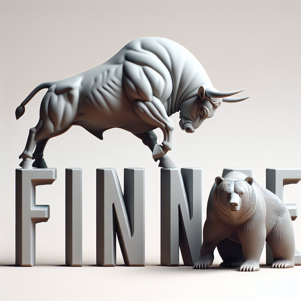 the word FINZINE animated with trading bull and bear text effect image