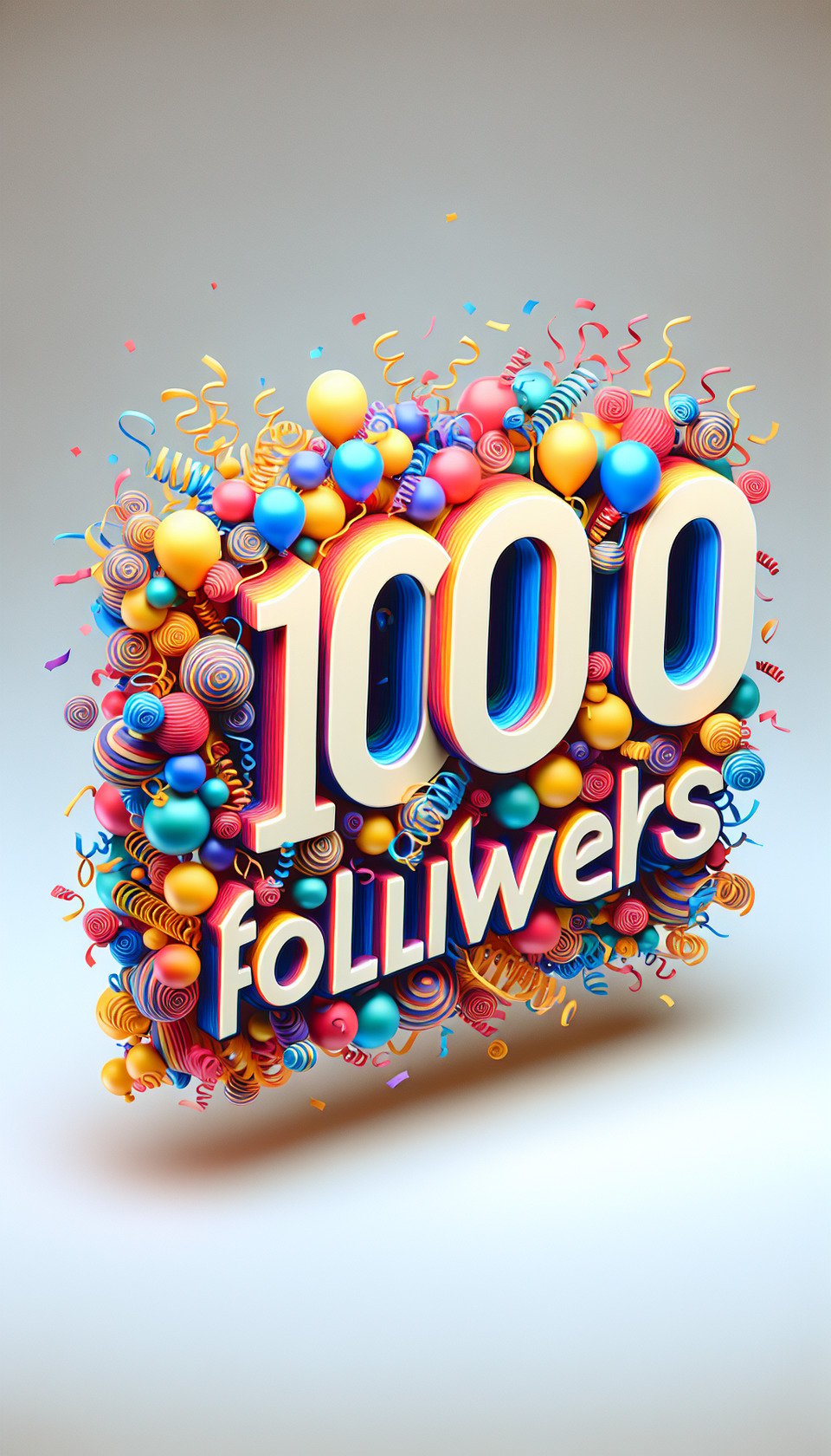 Text 10,000 follower 3d realistic with celebration text effect image