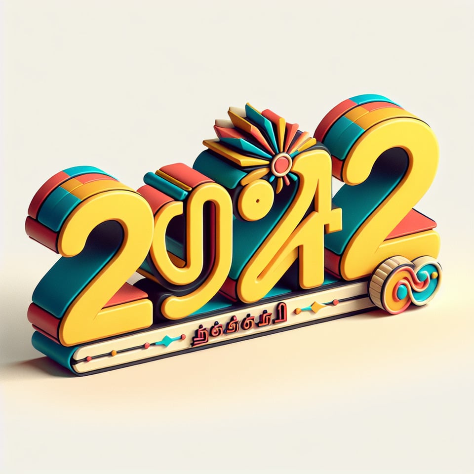 Pixar style text 2024 font,on white background the text is திருவள்ளுவர்,3d rendercinematic text effect image