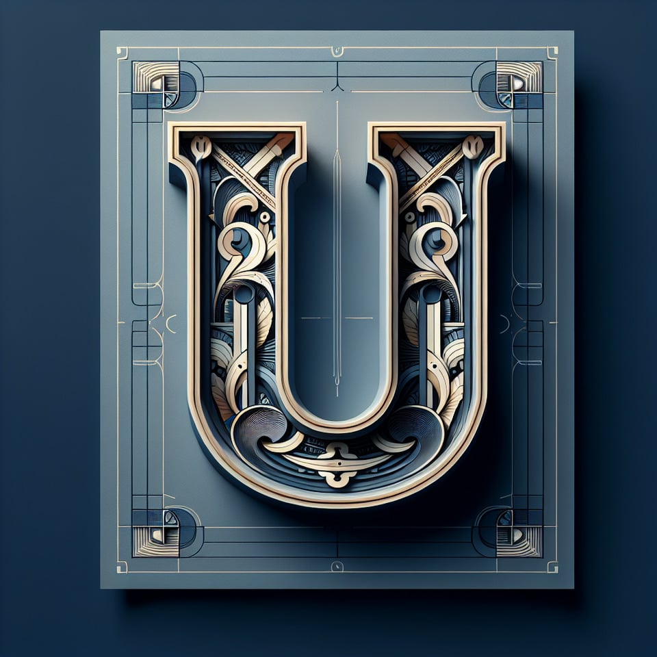 Typography alphabet U text effect image