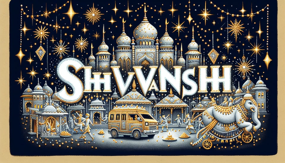 Shivansh name in white color with golden glitters with birthday style text effect image