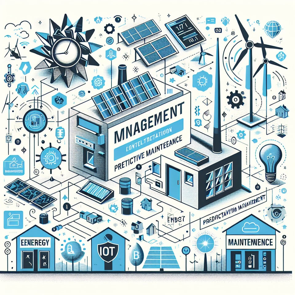 Domain:,(Energy Management predictive maintenance IoT technologies. ),typography text effect image