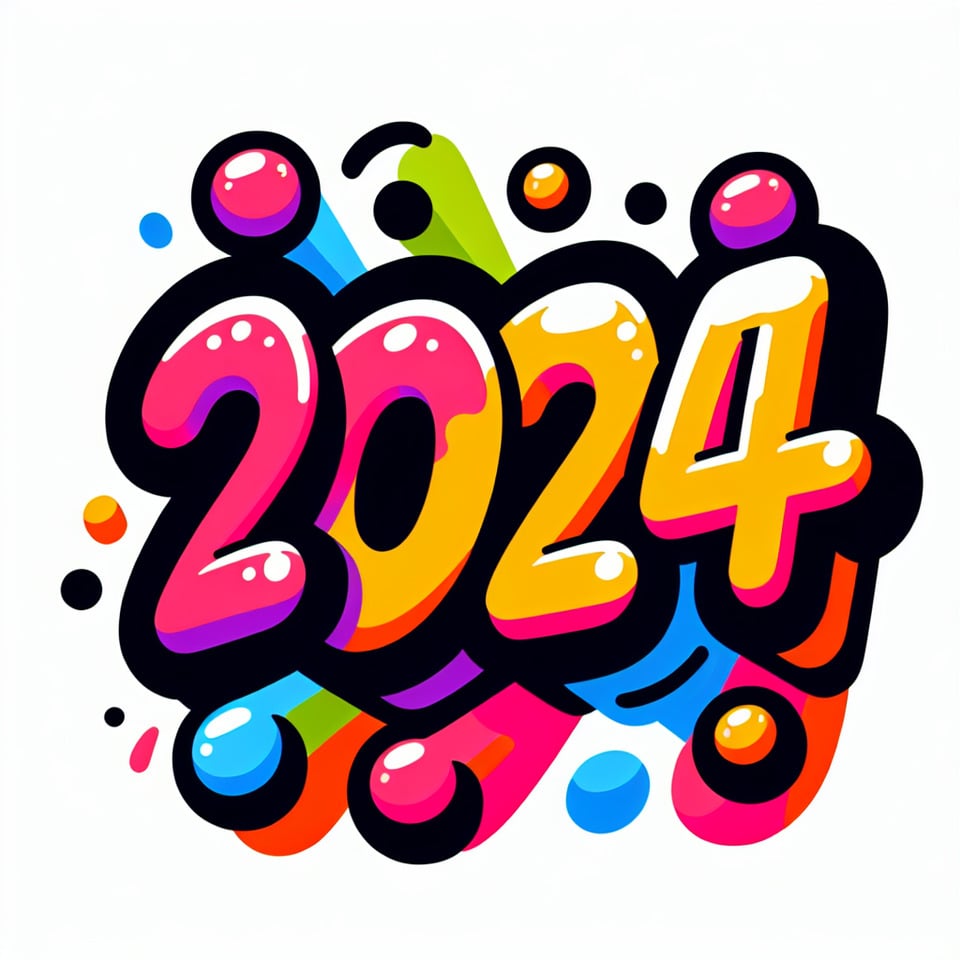 text 2024 cartoon text effect on white background text effect image