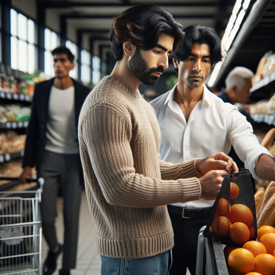 men in gerocery store text effect image