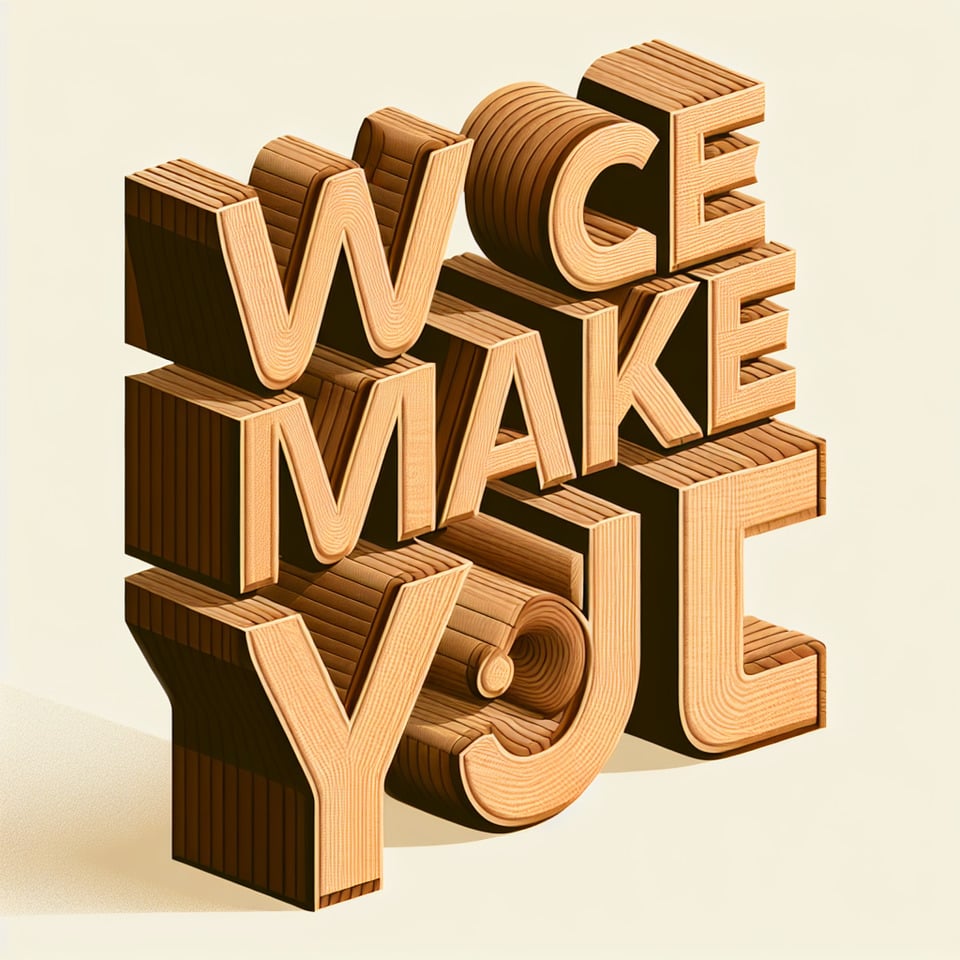 WE CAN MAKE YOU CREATE THIS WORD IN A WOODEN COLOR STYLE IN PERSPECTIVE VIEW text effect image