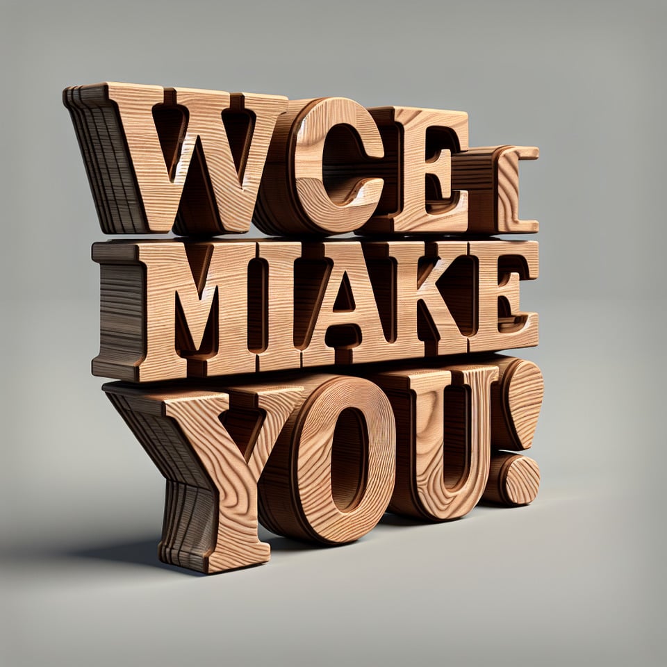 WE CAN MAKE YOU CREATE THIS WORD IN A WOODEN COLOR STYLE IN PERSPECTIVE VIEW text effect image
