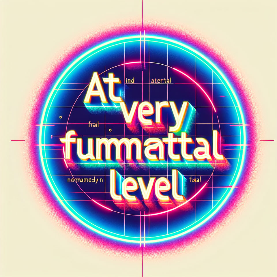 Text At a very fundamental level cyberpunk styleNeon effectfluid within textlight backgroundmodern text effect image
