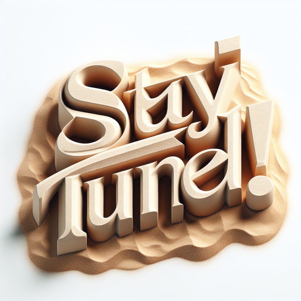 Sand style text Stay tuned! font,on white background text effect image