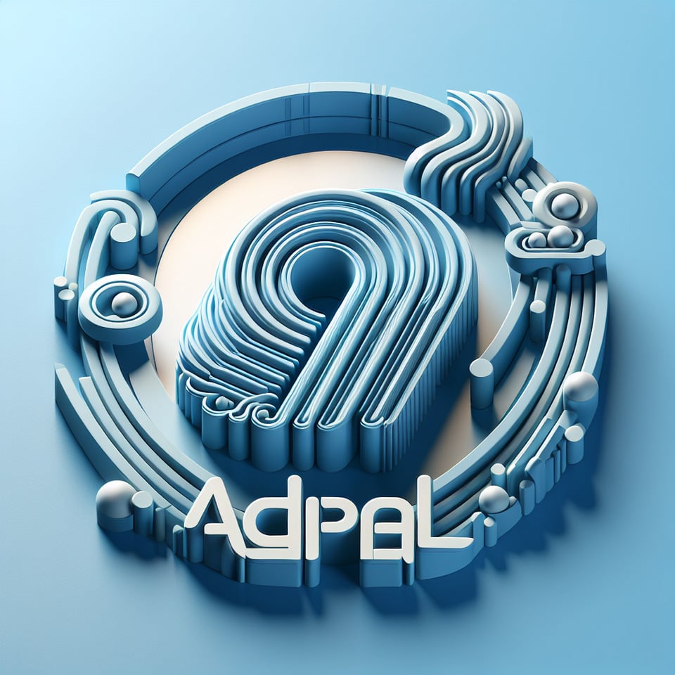 deseo un logotipo en 3d con la palabra adpalque se vea bello colores azul celeste text effect image