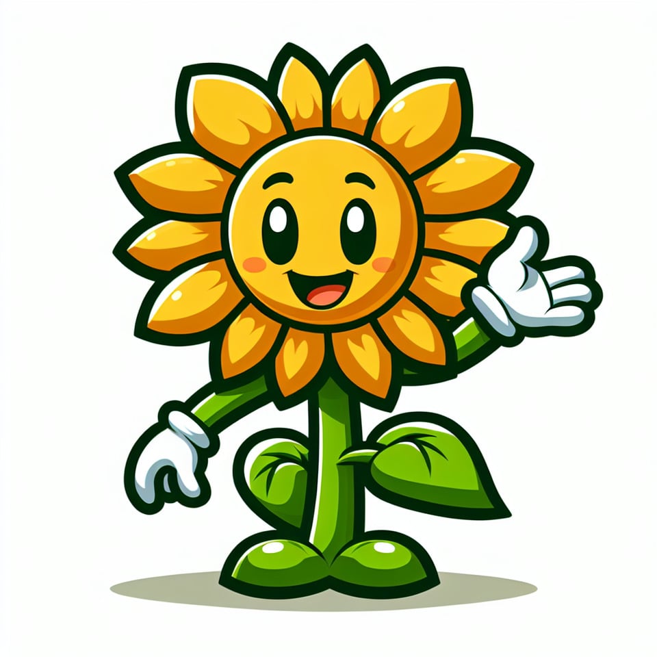 vẽ mascot hoa hướng dương text effect image