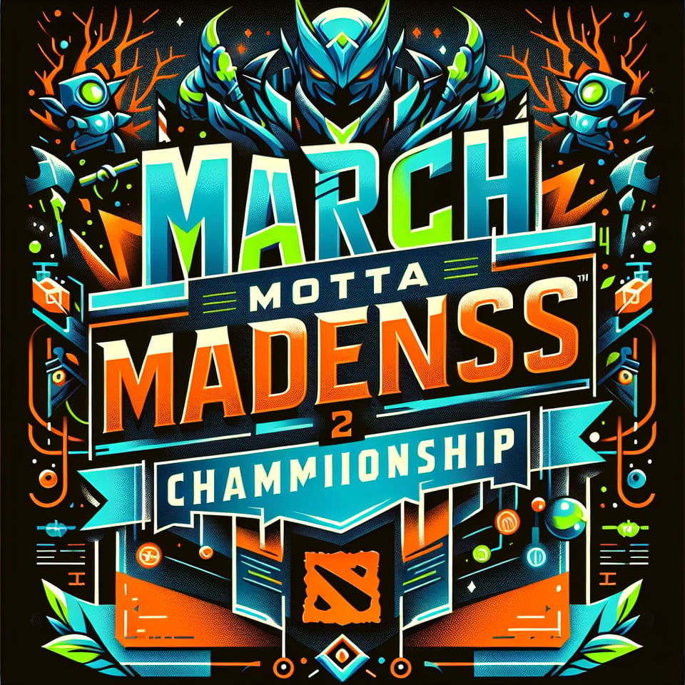 generate March Madness: Dota 2 Championship text only poster text effect image