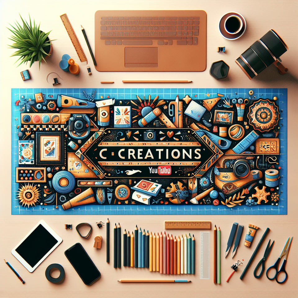 kt creations banner for youtube channel text effect image