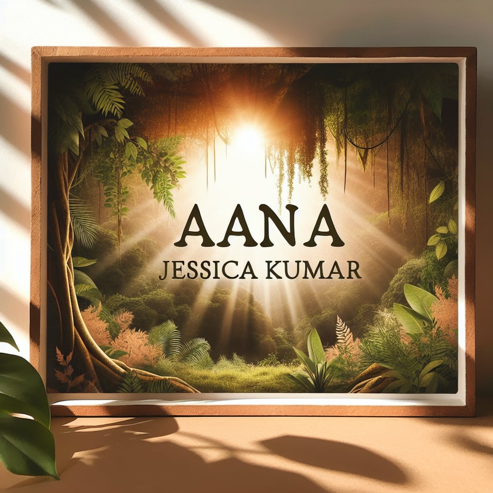 Write Aana Jessica Kumar in earthy font with suitable background text effect image