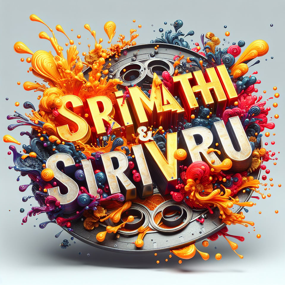 Text SRIMATHI & SRIVARU colorful splash 3d text in goldsilver plate and background colorcinematictypography3d renderposter text effect image