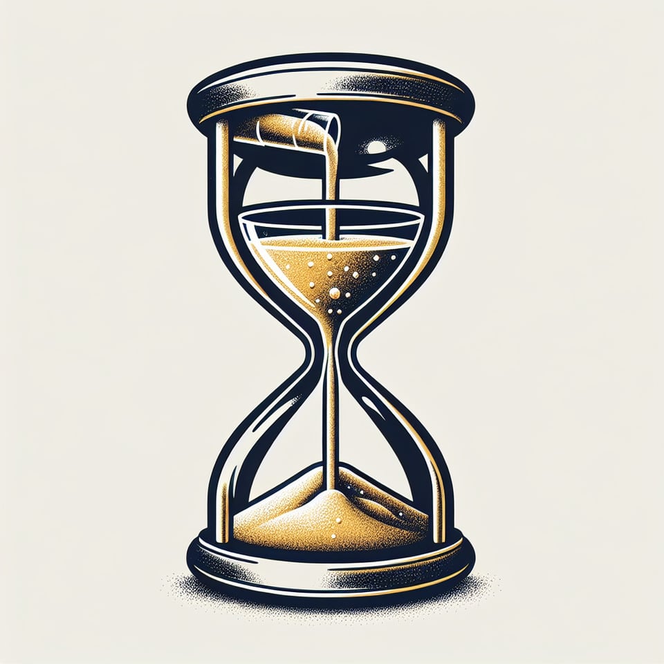 An hourglass that looks like a drink being poured from a shaker into a cocktail glassillustration text effect image