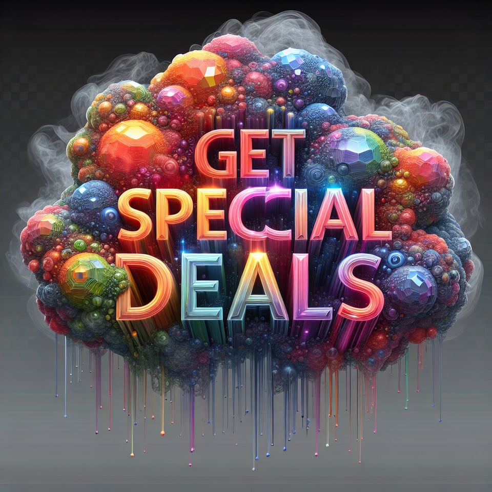 Text GET SPECIAL DEALS colorful splash 3d text and smoky transparent backgroundRealistic detailed view. text effect image