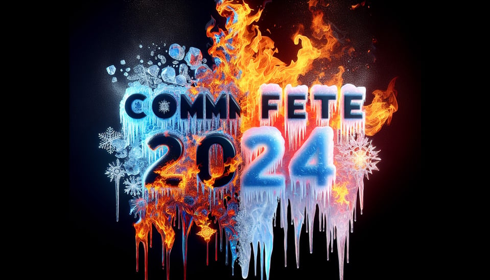 Text COMMFETE 2024 DRIPPING AND MELTING IN FIRE AND ICE text effect image