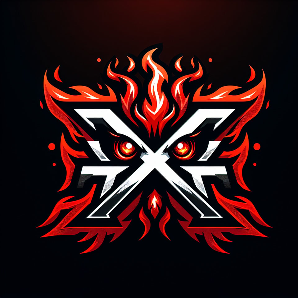 Design Prompt: Create a gaming logo featuring the letters TXF prominently displayedwith the letter X having flaming eyes for an intense and captivating look. The overall design should evoke a sense of powerintensityand gaming prowess. text effect image