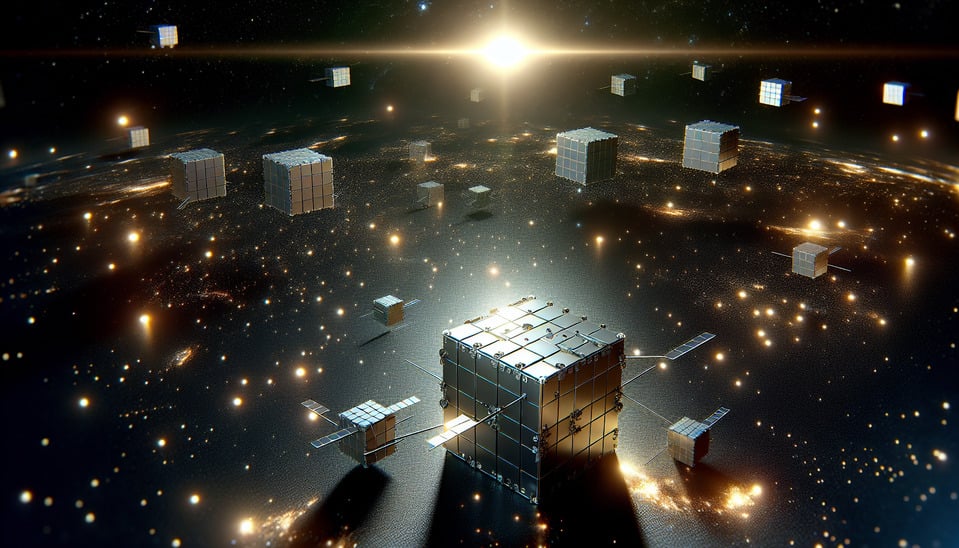 Small but Mighty: Growth of Cube Satellites in Space text effect image
