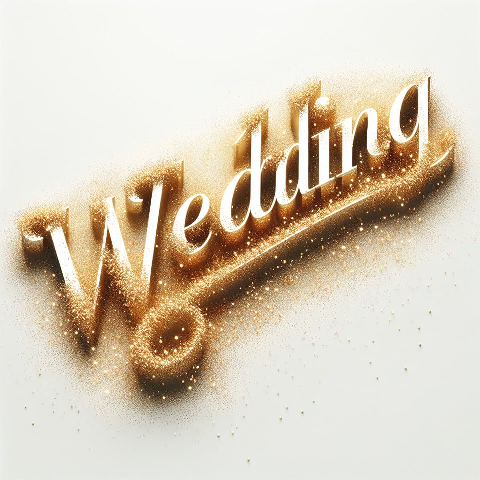 text WEDDING glitter gold text effect on white background text effect image