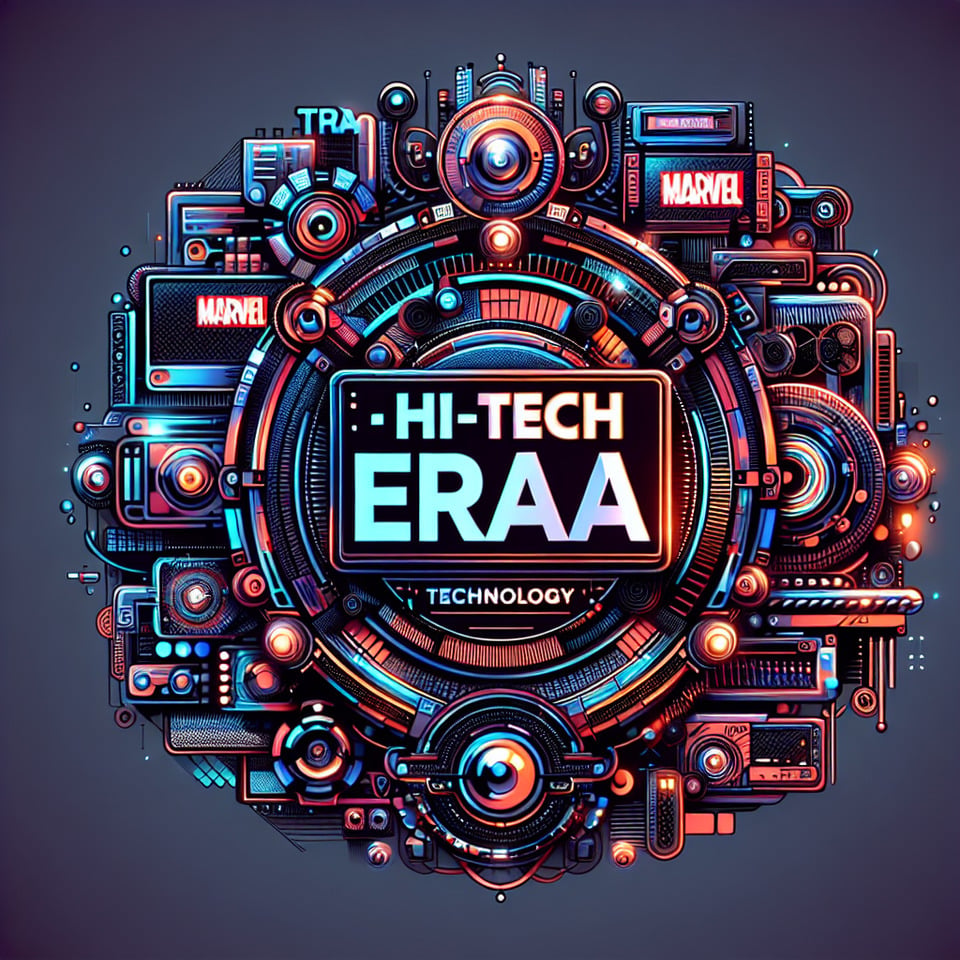 for a tech channel thats name 'HI-Tech Eraa' cool sifi as looks as marvel's 3d text effect image