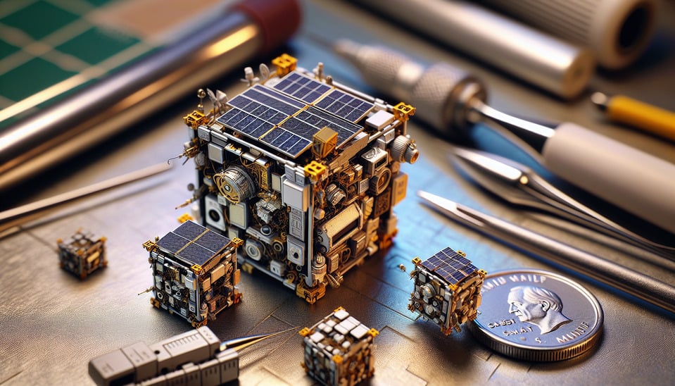Miniature Marvels: SmallSatsCubeSatsNanoSats...photo text effect image