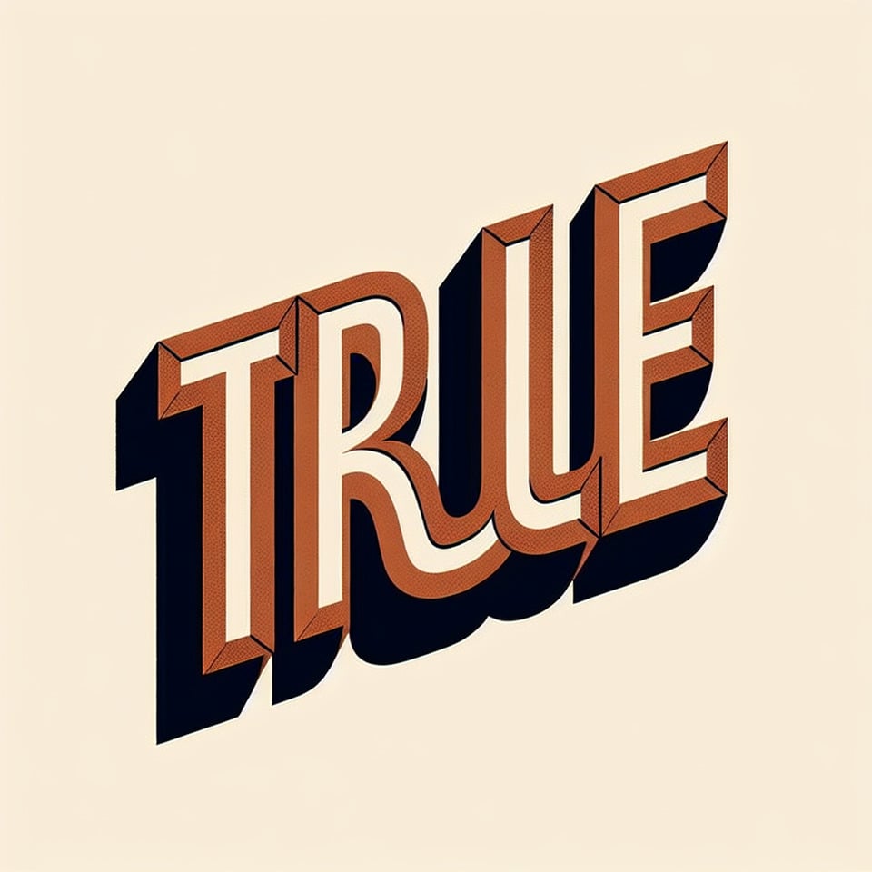 A text TRUE is also looking like FALSE text effect image