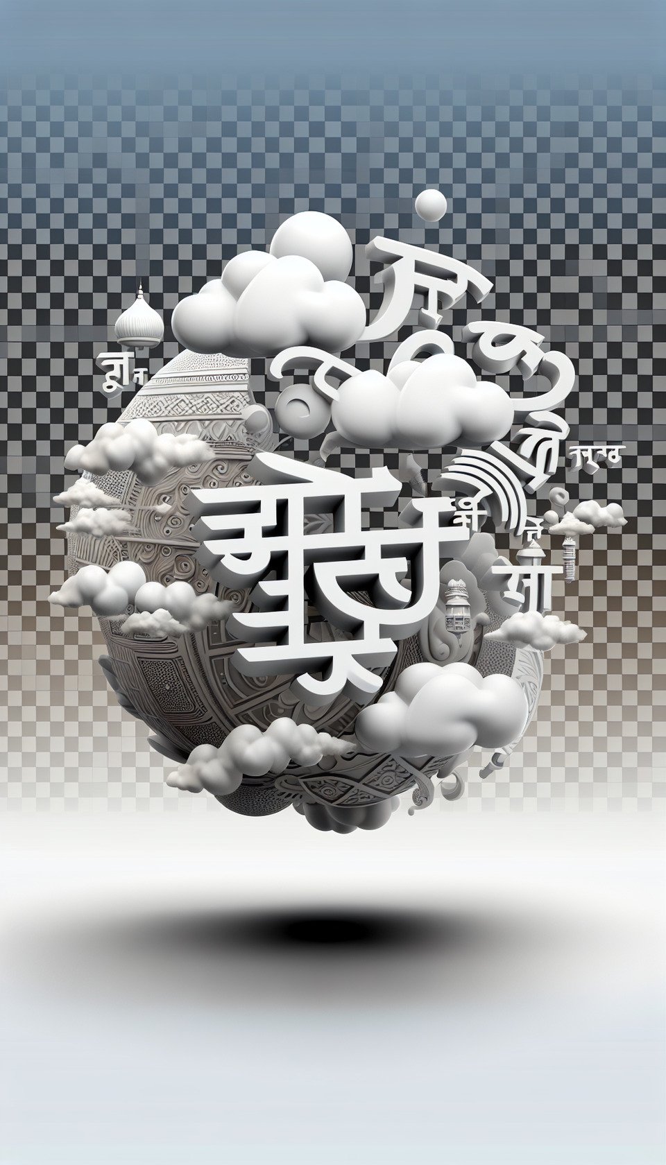 Text Jai Shree Ram in Hindi language 3D effect with transparent background text effect image