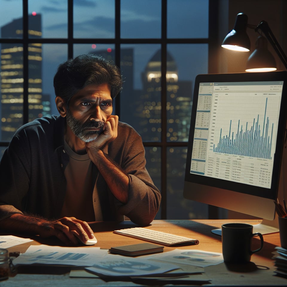man thinking infront of computer text effect image