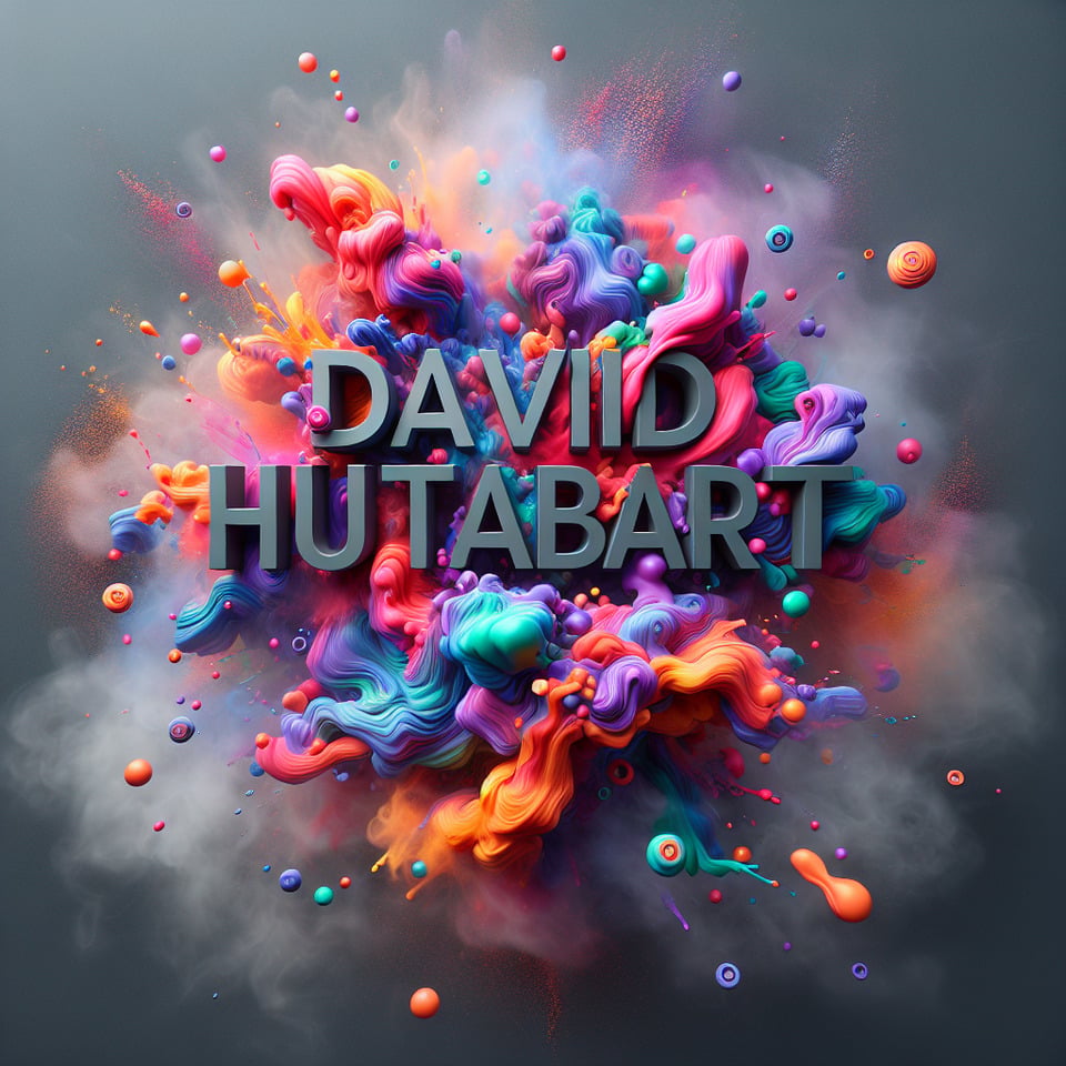 Teks David Hutabarat teks 3d percikan warna-warni dan latar belakang berasap3d render text effect image