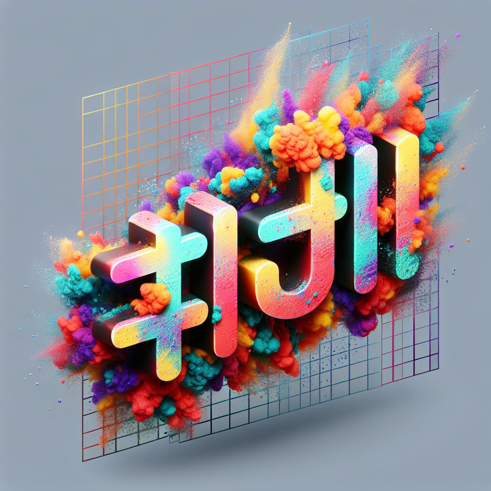 Text 크롤링서비스 colorful splash 3d text and smoky transparent backgroundRealistic detailed view. text effect image